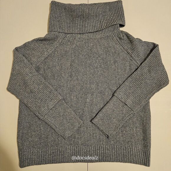 Market & Spruce Sharon Cowl Neck Waffle Stitch Sweater Dark Grey Women's XXL - Picture 4 of 10